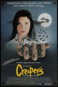 9y178 CREEPERS 1sh 1985 Dario Argento, cool art of Jennifer Connelly with bugs in hand!