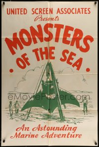 9y205 DEVIL MONSTER 1sh R1930s Monsters of the Sea, cool artwork of giant manta ray!