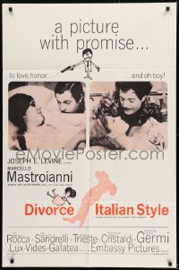 9y220 DIVORCE - ITALIAN STYLE 1sh 1962 Divorzio all'Italiana, Marcello Mastroianni