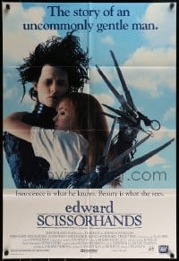 9y246 EDWARD SCISSORHANDS int'l DS 1sh 1990 Johnny Depp, Winona Ryder, Tim Burton!