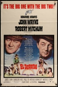 9y248 EL DORADO 1sh 1966 John Wayne, Robert Mitchum, Howard Hawks, big one with the big two!