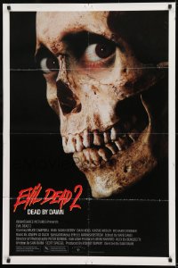 9y275 EVIL DEAD 2 1sh 1987 Dead By Dawn, directed by Sam Raimi, huge close up of creepy skull!