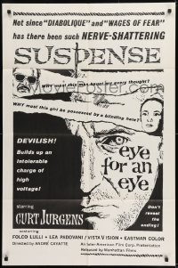 9y279 EYE FOR AN EYE 1sh 1957 Curt Jurgens, Folco Lulli, nerve-shattering suspense!