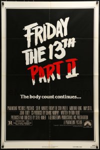 9y322 FRIDAY THE 13th PART II teaser 1sh 1981 slasher horror sequel, body count continues!