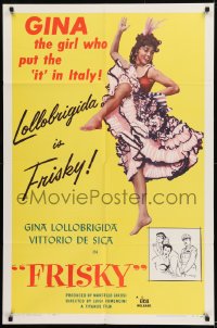 9y324 FRISKY 1sh 1956 great art and images of sexy Gina Lollobrigida & Vittorio De Sica!