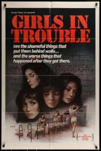 9y339 GIRLS IN TROUBLE 1sh 1975 sexploitation, the shameful things that put them behind walls!