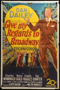 9y342 GIVE MY REGARDS TO BROADWAY 1sh 1948 stone litho of Dan Dailey singing & dancing in New York!