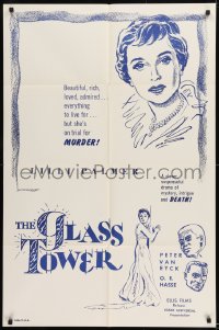 9y344 GLASS TOWER 1sh 1959 Der glaserne turm, art of pretty Lilli Palmer, Hasse, Van Eyck!