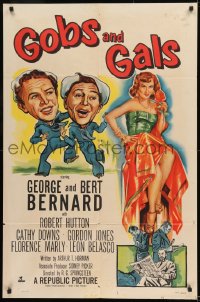 9y346 GOBS & GALS 1sh 1952 wacky art of sailors George & Bert Bernard + sexy Florence Marly!