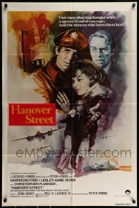 9y379 HANOVER STREET int'l 1sh 1979 Harrison Ford & Lesley-Anne Down in World War II, yellow title!