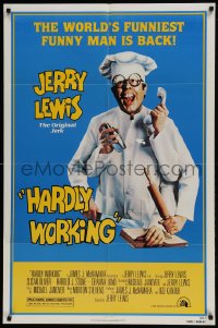 9y380 HARDLY WORKING 1sh 1981 wacky funny man Jerry Lewis in chef's outfit with five arms!