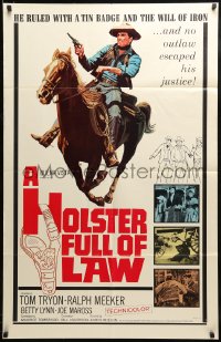 9y399 HOLSTER FULL OF LAW int'l 1sh 1961 art of western cowboy Tom Tryon, from TV's Disneyland!