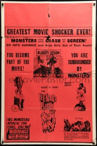 9y426 INCREDIBLY STRANGE CREATURES Central Show Printing 1sh 1963 Teenage Psycho Meets Bloody Mary!