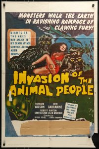 9y433 INVASION OF THE ANIMAL PEOPLE/TERROR OF THE BLOODHUNTERS 1sh 1962 rampaging monsters!