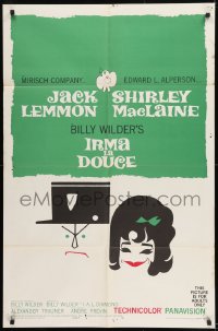 9y436 IRMA LA DOUCE style B 1sh 1963 Billy Wilder, great art of Shirley MacLaine & Jack Lemmon!