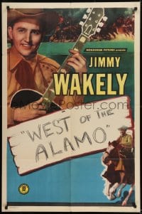 9y450 JIMMY WAKELY 1sh 1940s great western cowboy images of the star, with gun, horse & guitar!
