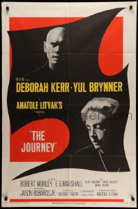 9y455 JOURNEY 1sh 1958 close-up shadowy images of Yul Brynner, Deborah Kerr!