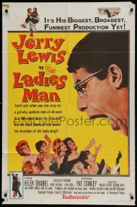 9y479 LADIES MAN 1sh 1961 girl-shy upstairs-man-of-all-work Jerry Lewis screwball comedy!