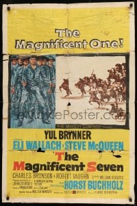 9y538 MAGNIFICENT SEVEN 1sh 1960 Yul Brynner, Steve McQueen, 7 Samurai cowboy remake!