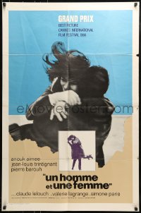 9y543 MAN & A WOMAN int'l 1sh 1968 Claude Lelouch's Un homme et une femme, Anouk Aimee, Trintignant