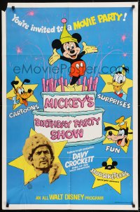 9y567 MICKEY'S BIRTHDAY PARTY SHOW 1sh 1978 Davy Crockett, great art of Disney cartoon stars