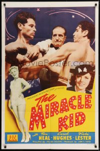 9y574 MIRACLE KID 1sh 1941 great close up image of boxer Tom Neal in ring & sexy Carol Hughes!