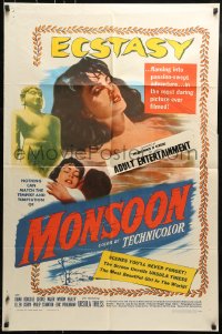 9y579 MONSOON 1sh 1952 beautiful naked Ursula Thiess in the most daring picture ever filmed!