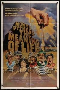 9y582 MONTY PYTHON'S THE MEANING OF LIFE 1sh 1983 Garland artwork of the screwy Monty Python cast!