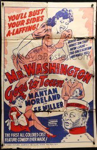 9y587 MR WASHINGTON GOES TO TOWN 1sh R1940s Mantan Moreland, Toddy all-black comedy!