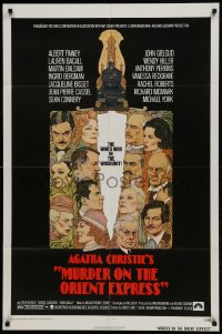 9y589 MURDER ON THE ORIENT EXPRESS 1sh 1974 Agatha Christie, great art of cast by Richard Amsel!
