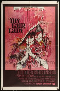 9y593 MY FAIR LADY 1sh 1964 classic Bob Peak art of Audrey Hepburn & Rex Harrison!