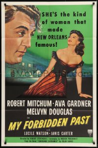 9y594 MY FORBIDDEN PAST 1sh 1951 Mitchum, Gardner is the kind of girl that made New Orleans famous!