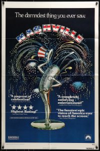 9y601 NASHVILLE 1sh 1975 Robert Altman, cool patriotic sexy microphone artwork!