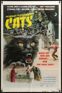 9y609 NIGHT OF A THOUSAND CATS 1sh 1974 Anjanette Comer, Zulma Faiad, cool horror art!