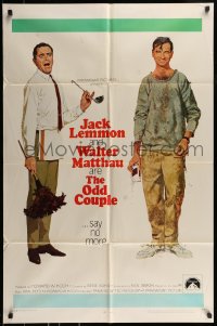 9y628 ODD COUPLE 1sh 1968 art of best friends Walter Matthau & Jack Lemmon by Robert McGinnis!