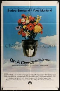 9y637 ON A CLEAR DAY YOU CAN SEE FOREVER 1sh 1970 cool image of Barbra Streisand in flower pot!