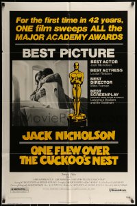9y641 ONE FLEW OVER THE CUCKOO'S NEST awards 1sh 1975 Nicholson & Sampson, Forman, Best Picture!