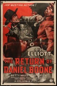 9y712 RETURN OF DANIEL BOONE 1sh 1941 Wild Bill Elliott cools off the frontier with blazing lead!