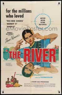 9y723 RIVER 1sh 1951 Jean Renoir, art of Suprova Mukerjee, written by Rumer Godden!