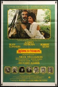 9y725 ROBIN & MARIAN advance 1sh 1976 close-up of Sean Connery & Audrey Hepburn in title roles!