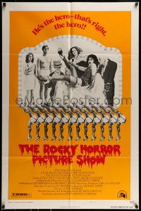 9y729 ROCKY HORROR PICTURE SHOW style B 1sh 1975 Tim Curry is the hero, wacky cast portrait!