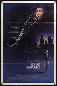 9y734 ROUND MIDNIGHT 1sh 1986 Dexter Gordon, saxophone, Steven Chorney art!