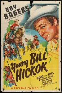 9y736 ROY ROGERS 1sh 1941 wonderful art of the cowboy star, Young Bill Hickok!