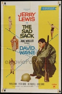 9y741 SAD SACK 1sh 1958 great art of wacky Jerry Lewis in the Foreign Legion with top cast!