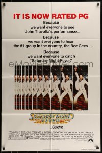 9y749 SATURDAY NIGHT FEVER 1sh R1979 multiple images of disco dancer Travolta, it's now rated PG!