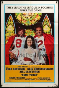 9y759 SEMI-TOUGH advance 1sh 1977 Jill Clayburgh between Burt Reynolds & Kris Kristofferson!