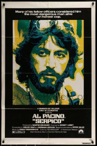 9y762 SERPICO 1sh 1974 great image of undercover cop Al Pacino, Sidney Lumet crime classic!