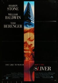 9y781 SLIVER int'l 1sh 1993 Philip Noyce, cool image of William Baldwin & sexy Sharon Stone!