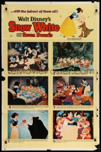 9y784 SNOW WHITE & THE SEVEN DWARFS style B 1sh R1967 Walt Disney animated cartoon fantasy classic!