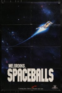 9y790 SPACEBALLS teaser 1sh 1987 Mel Brooks sci-fi Star Wars spoof, John Candy, Pullman!